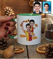 Kişiye Özel Karikatürlü Sarı Kırmızı Taraftar Baba Oğul Kupa Bardak Babalar Günü Hediyesi