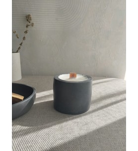 El Yapımı Kahve Kokulu Beton Mum & Tütsülük Seti İle Palo Santo- 3 Parça (Mat Siyah)