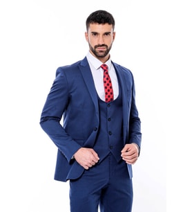 Desensiz Slim Fit Lacivert Erkek Takım Elbise - Wessi