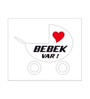 Arabada Bebek Var Sticker BEyaz Renk 22CM
