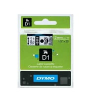 Dymo D1 Şerit Standart 12 MMx7 MT Şeffaf Üzerine Siyah 45010 S0720500 (Renksiz)