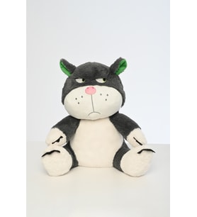 Pufu Toys Asabi Kedi Peluş Oyuncak Oyun Arkadaşı 45 CM (Siyah - Beyaz)