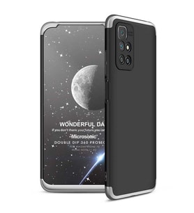 Microsonic Xiaomi Redmi 10 2022 Kılıf Double Dip 360 Protective Siyah Gri (Gümüş-Siyah)