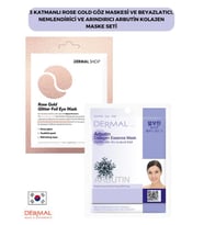 3 Katmanlı Rose Gold Göz Maskesi ve Beyazlatıcı, Nemlendirici Ve Arındırıcı Arbutin Kolajen Maske Seti