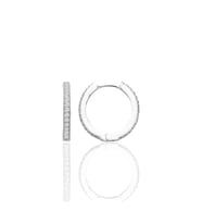 Gümüş rodyumlu zirkon taşlı 16 mm tamtur halka küpe SGTL12714RODAJ