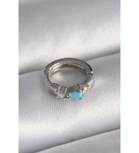 316L Çelik Gümüş Renk Zirkon Taşlı Mi Boncuk Detay Tragus Piercing TJ-PR1325