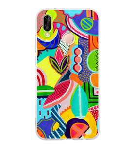 PrintiFy Huawei P20 Lite ile Uyumlu Retro Color 6  Kamera Korumalı Şeffaf  Kılıf