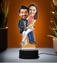 Doğum Günü Hediyesi,Sevgiliye Hediye, Kişiye Özel Fotoğraflı Musmutlu Çift Karikatür 3D Led Lamba (Beyaz)
