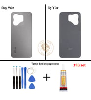 Infinix Hot 50İ Titanyum Gri Uyumlu Arka Kapak + Yapıştırıcı ve Vida Seti Arka Cam Lazer Kesim