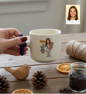 Kişiye Özel Karikatürlü Ebe T Kupa Tıp Bayramı Hediyesi