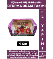 Premium Çocuk Eğlenceli Hayal Dünyası Beceri Geliştirici El Yapımı Ahşap Minyatür OTURMA ODASI TAKIM