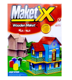 VIP MAKET BOYANABİLİR VİLLA 6 RENK AKRİLİK BOYA EĞİTİCİ OYUNCAK AHŞAP BOYAMA AHŞAP VİLLA BOYAMA SETİ