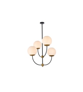 Rawson Modern 4 Başlıklı Glob Camlı Avize RA-AVZ- 9821-30-84 (Siyah-Gold)