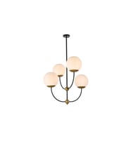 Rawson Modern 4 Başlıklı Glob Camlı Avize RA-AVZ- 9821-30-84 (Siyah-Gold)