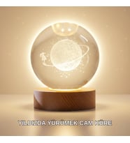 Mey İthalat® Ahşap Standlı Sarı Işıklı Dekoratif Küre Kız Figürü Tasarım