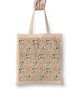 Pastel Terrazzo Tasse Bez Çanta Uzun Saplı