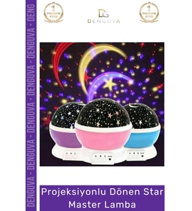 #ProjektörLamba Projektör Gece Lambası Çok Renkli Döner Başlıklı USB Pilli Şık Çocuk Bebek Odası Lam