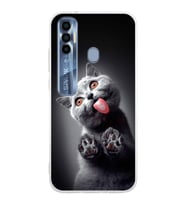 PrintiFy Tecno Spark 7 Pro ile Uyumlu 1mm Slim Fit Kedi 2 050c Baskılı Şeffaf  Kılıf