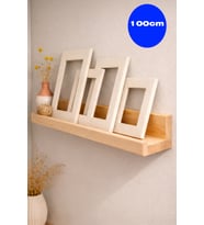 Doğal Ahşap Fotoğraf Rafı 100 cm Duvar Rafı Çerçeve Sergileme Rafı Picture Ledge