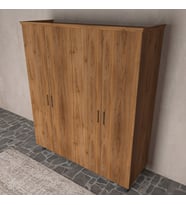 Soft Wood 4 Kapaklı Masif Ahşap Gardırop Ceviz