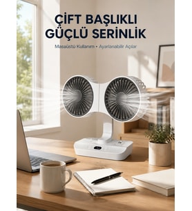 Mey İthalat® Çift Yöne Hava Üfleyen Masa ve Duvar Tipi Vantilatör