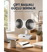Mey İthalat® Çift Yöne Hava Üfleyen Masa ve Duvar Tipi Vantilatör