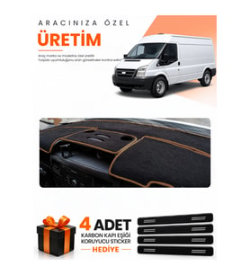 FORD TRANSİT (2007-2012) Uyumlu Torpido Koruma Örtüsü Oto Kılıfı - Siyah Kahverengi