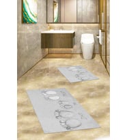EVDEYA 3D Baskılı Yıkanabilir Anne Baba Çocuk İkili Banyo Halısı Klozet Takımı, KLOZET-16-GRİ, (Gri)