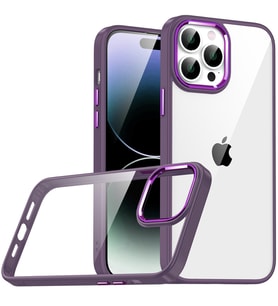 Apple iPhone 14 Pro Max Kılıf Case, Kamera Lens Korumalı Elektroplatin Kaplama Sert PC Koruyucu Colourful Platinum Serisi (Mor)