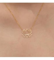 Kişiye Özel 925 Ayar Gümüş Şık Lotus Çiçeği Model Kolye (Gold)
