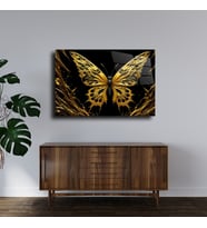 Leylaser Gold Kelebek Cam Tablo Duvar Dekoru 2