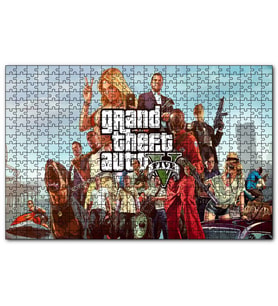 Cakapuzzle GTA 5 Oyun Posteri Tüm Karakterler  Puzzle Yapboz MDF (Ahşap) (120 Parça)