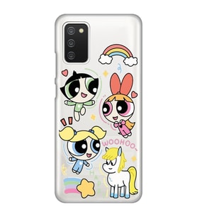 Samsung Galaxy A02S Uyumlu Powerpuff Girls Desenli Şeffaf Telefon Kılıfı