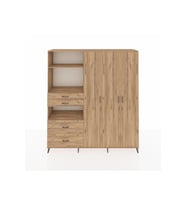 Hyperion Gardrop 12 Raflı 4 Çekmeceli Tek Askılı 220x44x243 Çam-Çam/Çam