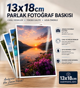 Anılarınızı En Canlı Haliyle Saklayın! 13x18 cm Fotoğraf Baskısı - 260 Gr 1. Kalite HD Baskı 12 adet