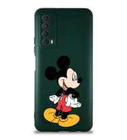 Huawei P Smart 2021 Soft Premier Kapak Mickey Mouse-D Tasarımlı Silikon Kılıf - Yeşil (Şeffaf)