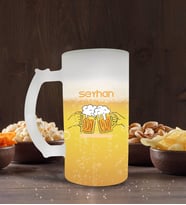 BK Gift Kişiye Özel İsimli Buzlu Cam Bira Bardağı 50cl-103 (Beyaz)