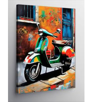 Kanvas Tablo Retro Scooter Motosiklet