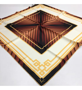 Geometrik Desen Black Seri Twill Eşarp Eşarp Askısı ile Birlikte 90x90 cm Kahver