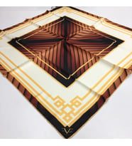 Geometrik Desen Black Seri Twill Eşarp Eşarp Askısı ile Birlikte 90x90 cm Kahver