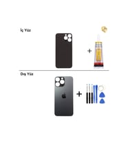 iPhone 13 Pro Max Grafit Arka Kapak Arka Cam Batarya Kapağı Lazer Kesim Kapak Pil Kapağı + B-7000 Yapıştırıcı + Tamir Seti