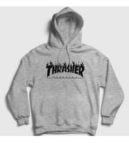Presmono Unisex Gri Logo V6 Thrasher Kapüşonlu Sweatshirt 279769tt (Gri)