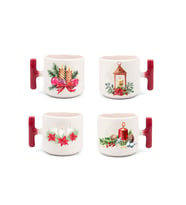 Dörtlü Yılbaşı Double Türk Kahve Fincanı-bardak Altlıklı Set