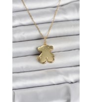 316L Çelik Zincir Gold Renk Ayıcık Model Açılabilir Kadın Kolye - TJ-BKO11036