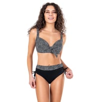 Endeep Kadın Büyük Beden Balenli Siyah Beyaz Desenli Bikini Takımı