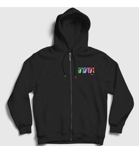 Presmono Unisex Siyah Portraits Beatles John Lennon Fermuarlı Kapüşonlu Sweatshirt 35117tt