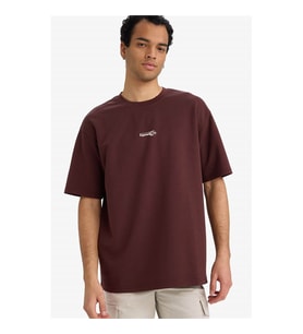 Defacto 26Y801003266 Bordo Erkek T-Shirt F9686AX/BN496