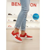 United Colors Of Benetton Gri Hafızalı Taban Keten Bağcıklı Kadın Sneaker BNI-11241 Z