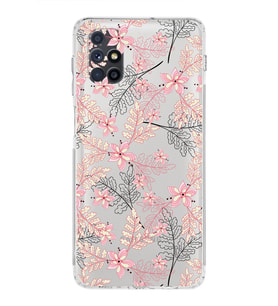 Samsung Galaxy M51  Kamera Korumalı Kapak Floral Kırmızı Tasarımlı  Şeffaf  Kılıf