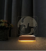 Yin Yang Kedi Kişiye Özel İsimli 3d Led Masa Lambası Doğum Günü Hediyesi Lamba